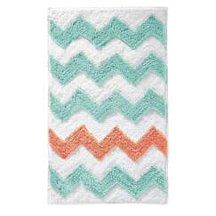 iDesign 19053EU Microfaser-Teppich Chevron, 86 x 53 cm, arubablau / koralle