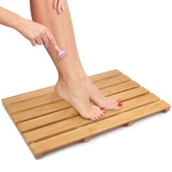 GOBAM Bambus Badematte, Bambusmatte für Innen und Außen, Duschmatte rutschfeste Bodenmatte für Dusche, Badewanne, Spa, Sauna, Eingang, Schwimmbad, leicht zu reinigen (Natürlich, 66 x 40cm)