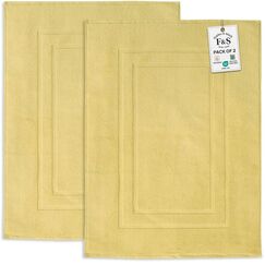 Feather & Stitch Badematten aus 100 % Baumwoll-Frottee, 2-teilig, handtuchähnliche Badematten (76,2 x 53,3 cm), Badezimmer, Dusche, Fußmatte, kein Badezimmerteppich, weich, saugfähig, waschbar, Gelb