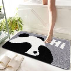 Hi Space Niedlicher Panda-Badematte, niedlich, rutschfest, weich, maschinenwaschbar, Badematte, wasserabsorbierend, Plüsch, zotteliger Badteppich, dick, Badezimmer, Küche, Mikrofaser, 50 cmx80 cm