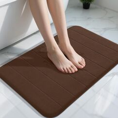 Yimobra Badematte aus Memory-Schaum, große Größe 81 x 51 cm, weich und bequem, super Wasseraufnahme, rutschfest, dick, maschinenwaschbar, Leichter zu trocknen, für Badezimmerteppich, braun
