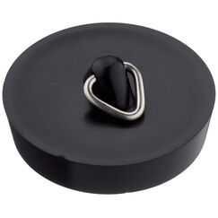 Sanitop-Wingenroth Universal Ventilstopfen für Waschbecken, Wannen, Ausgüsse und Spülen | Ø 45,5 mm | Stöpsel mit Metallöse für eine Stöpselkette | PVC | Schwarz | 19182 1