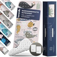homerella® Kinder Badewannenmatte rutschfest 100x40cm, INKL. Haken, rutschfeste Badematte BPA frei, Duschmatte rutschfest, Antirutschmatte Badewanne Baby, Rutschmatte Badewanne, schimmelresistent