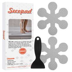 Secopad Anti-Rutsch Aufkleber 24 STK Sicherheitsstreifen für Badewanne, Klebende Sticker mit Premium Schaber für Badewanne, Dusche, Treppe (Grau)