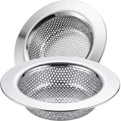 Küchenspüle Sieb Edelstahl, LASSHSWA Küchenspüle Abflusssieb, Spülbeckensieb für Küchenspülen mit großem breitem Rand 11,4 cm Durchmesser (2 Stück)