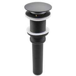 Pop-Up-Ablaufgarnitur für Waschbecken, ohne Überlauf, passend für 3,8 cm bis 6,9 cm Waschbeckenöffnungen mit 3,8 cm Saitenhalter mit großer Kappe, massiver Messing-Ablaufstopfen (mattschwarz)