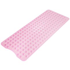 AmazerBath Duschmatte, rutschfest, 101,6 x 40,6 cm, Duschkabinenmatten mit Saugnäpfen und Abflusslöchern, rutschfeste Badematte für ältere Menschen und Kinder, transparentes Rosa