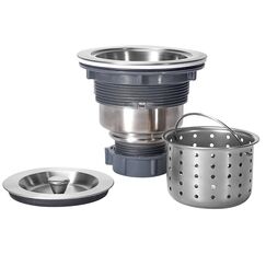 KONE 3-1/2-inch Kitchen Sink Strainer with Removable Deep Waste Basket/Strainer Assembly/Sealing Lid, Stainless Steel by K.ONE