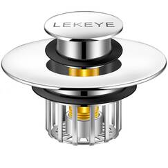 LEKEYE 2-in-1 Waschbeckenstöpsel und Sieb, Pop-Up-Waschbeckenstöpsel, Ersatz für Waschbecken, Waschbeckensieb mit rostbeständiger Zinklegierung und Silikondichtung, passend für die meisten 38–43 mm