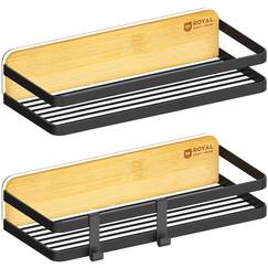 ROYAL CRAFT WOOD Badewannenablage für Badewanne – Bambus verstellbare Organizer-Tablett für Badezimmer, Schwarz