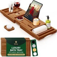 ROYAL CRAFT WOOD Badewannenablage aus Bambus, inkl. Seifenhalter, Braun