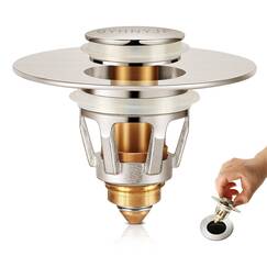QYHNYJF Universal-Waschbeckenstopper, gebürstetes Nickel, für 2.8,3.8 cm US-Standard-Abflusslöcher, Waschbecken-Pop-Up-Badezimmer-Ablaufstopfen, Anti-Verstopfen, Badezimmer-Abflusssieb