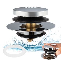 Artiwell Universal Tip Toe Bath Drain Stopper und Abdeckung, Badewannen-Abflussstopper, ersetzt Hebe- und Drehhebel-Abläufe für Badewanne, EZ-Montage und Reinigung (verchromt)