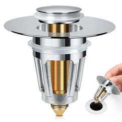 DZOFXMI Universeller Waschbecken-Stopfen, für 2,8-3,8 cm Rundkern, Push-Typ, Pop-Up-Ablauffilter, Badewannen-Konverter, Edelstahl, Silber