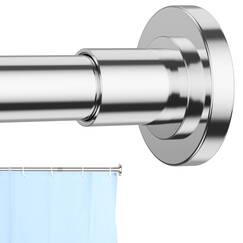 CorkLatta Chrom-Duschvorhangstange, 81,3 bis 109,2 cm, 2,5 cm Durchmesser, verstellbare Federspannung, Gardinenstange, kein Bohren, Edelstahl-Teleskopstange, kein Rost