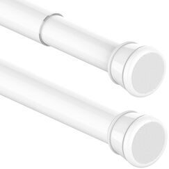 1Stück Duschstange Ohne Bohren Duschvorhangstange Teleskopstange für Schränke, Badezimmer, Kleiderschrank 115-205CM(1Stück) Weiß(Durchmesser 25mm)