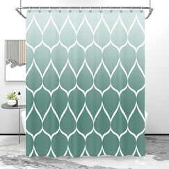 Gelbchu Ombre Blaugrün Stoff Duschvorhang, wasserdichtes Design und Polyester, schnell trocknend, beschwerter Saum, Duschvorhänge Set für Badezimmer B 72 x H 72, maschinenwaschbar mit 12 Haken