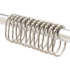 2LB Depot 12 extra große Duschvorhangringe aus Edelstahl | Nickel-Optik | Vorhangringe für Duschstange - Gebürstetes Nickel