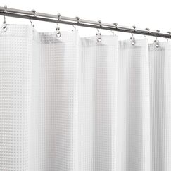 Barossa Design Duschvorhang aus Baumwollmischgewebe, extra breit, 274,3 cm, Wabenmuster, Waffelgewebe, Hotel-Luxus und Spa, Schwerer Stoff, waschbar, Weiß, 274,3 x 182,9 cm