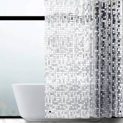 WELTRXE Duschvorhang Anti-Schimmel 150x180cm mit Gewicht Magnet unten, Transparent Geometrisch Eva Wasserdicht Antibakteriell Vorhang für Dusche und Badewanne, mit 10 Duschvorhangringen Kinder