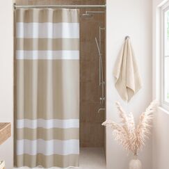 Madison Park Spa-Waffel-Duschvorhang, Stoff mit 3 m Scotchgard, Feuchtigkeitsmanagement, Moderne Heimdekorationen, Stand 137,2 x 198,1 cm, Taupe