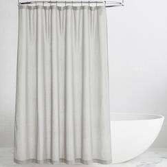 KGORGE Halbtransparenter Duschvorhang für Badezimmer, Leinen-Mischgewebe, leicht, wasserdicht, Privatsphäre, mit Knopfloch, Duschvorhänge für Badewanne, Grau, 183 x 213 cm lang, Haken im Lieferumfang