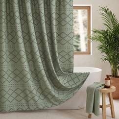 Siiluminisoy Extra Langer Boho-Duschvorhang, gewebter Stoff, niedlicher Duschvorhang, 72 x 78 cm, getuftet, Chevron, strukturiert, gestreift, modern, Bauernhaus, minimalistischer Stoff, Duschvorhang