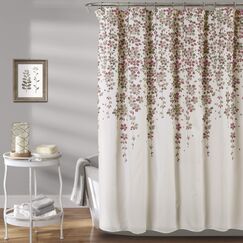 Lush Decor Duschvorhang mit Blumenmotiv, 183 x 183 cm, Violett