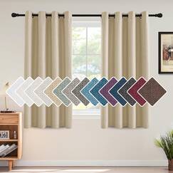 Verdunkelungsvorhang aus Leinen, 160 cm lang, für Schlafzimmer/Wohnzimmer, thermisch isoliert, mit Ösen in Leinenoptik, Vorhang, strukturiert, Burlab Effekt, Fenstervorhänge, 1 Panel, Beige