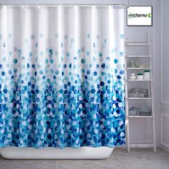 ARICHOMY Duschvorhang, Polyester, Bauernhaus-Duschvorhang-Set, Badezimmerstoff, Herbstvorhänge, wasserdicht, bunt, lustig, mit Standardgröße 72 x 72 cm (blau)