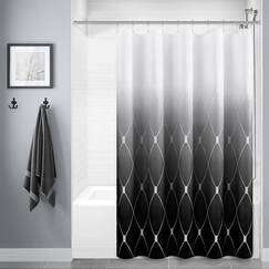 Naturoom Marokkanisches geometrisches Muster Badezimmer Vorhänge, Ombre Duschvorhang, Wasserdichter Duschvorhang mit 10 Haken, Maschinenwaschbar, 152,4 x 182,9 cm, Schwarz
