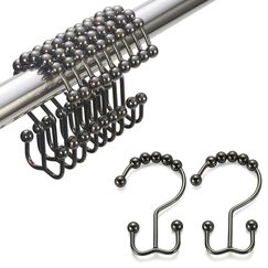 Duschvorhang Haken Ringe Doppel Duschvorhang Ringe Edelstahl Metall Doppel Glide Duschhaken Ringe für Badezimmer Duschstangen Vorhänge, Öl eingerieben Bronze, Set von 12 Haken