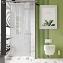 AmazerBath Stall Duschvorhang, begehbar, strapazierfähig, dickes PEVA, klein, mit 2 beschwerten Steinen und 6 Ösen