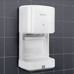 Modundry Automatischer Elektrischer Händetrockner Hochgeschwindigkeits mit Ablaufschale für Gewerbliche und Heimgebrauch (Weiß)
