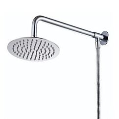 Hiendure® 20cm Wandhalterung Regendusche Leiter Mit Duscharm und Brauseschlauch Runden Rostfreier Stahl, Verchromte