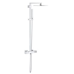 GROHE Euphoria Cube 230, Duschsystem (Regendusche mit Thermostat und schwenkbarem Kopfbrausearm, Sicherheitssperre bei 38°C, Duscharmatur mit Antikalk-System), chrom, 26087000
