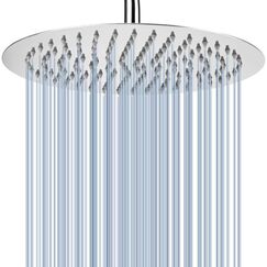 30cm Großer Runden Regenbrause, Voolan Kreisförmiger Groß Hochdruck Duschkopf aus Edelstahl 304, Komfortables Duscherlebnis auch bei Niedrigem Wasserdruck, Installierbar an der Wand oder Decke (Chrom)