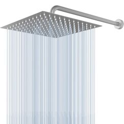 Voolan Regenduschkopf mit Verlängerungsarm, Edelstahl, ultradünn, Wasserfall-Regenduschköpfe, hoher Durchfluss, Badezimmer, fester Duschkopf (30,5 cm Duschkopf mit 38,1 cm Duscharm, gebürstetes