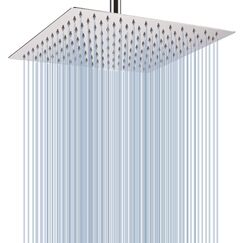 30cm Großer Regenbrause, Voolan Quadrat Hochdruck Duschkopf aus Edelstahl 304, Komfortables Duscherlebnis auch bei Niedrigem Wasserdruck, Installierbar an der Wand oder Decke (Chrom)