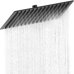 HAUSPROFI Kopfbrause 12 Zoll aus Edelstahl 304 - Duschkopf Regendusche mit Selbstreinigenden Düsen - Quadratischer Duschkopf Luxus Regenbrause Regenduschkopf - Mattschwarz (30CM)