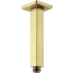 Duscharm mit Flansch, gebürstet, goldfarben, 15,2 cm, gerade, Edelstahl-Oberseite, Regenduschkopf-Verlängerungsrohr, quadratisch geformt