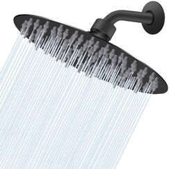 Hochdruck-Duschkopf, 20,3 cm Regenduschkopf, ultradünnes Design, druckverstärkend, tolles Duscherlebnis, NearMoon High Flow Edelstahl-Regenduschkopf (mattschwarz)