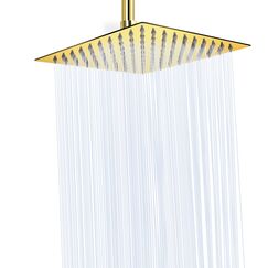 NearMoon Hochdruck-Regenduschkopf, quadratischer Duschkopf aus Edelstahl, druckverstärkendes Design, tolles Duscherlebnis auch bei niedrigem Wasserfluss (20,3 cm, Chrom-Gold)