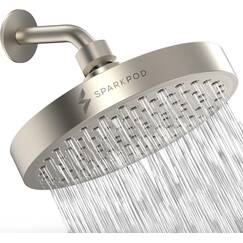SparkPod Duschkopf – Hochdruckregen – Premium-Qualität, luxuriöses Design – leicht zu reinigen, verstellbarer Ersatz für Ihre Badezimmer-Duschköpfe (elegant gebürstetes Nickel, 15,2 cm rund)