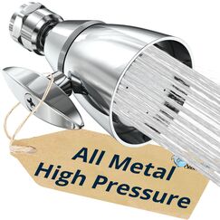 All Metal 5.1 cm Hochdruck-Duschköpfe - Chrom - Industrie Max 2,5 GPM Duschköpfe Hochdruck - Hoher Durchfluss Duschkopf mit Druckerhöhung Duschkopf - Einstellbares Sprühmuster
