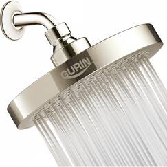 GURIN Duschkopf, Hochdruck-Regenduschkopf, 15,2 cm, luxuriöses Design mit verstellbaren Winkeln, verstopfungsfreie Silikondüsen, einfache Installation in 1 Minute, gebürstetes Nickel-Finish für