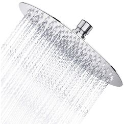 Derpras 10 Zoll Regenduschkopf runde Einbauduschköpfe, 304 Edelstahl mit 126 Düsen, ultradünner, Leistungsstarker Regenduschkopf mit Hochdruck-Kopfbrause (gebürstetes Nickel)