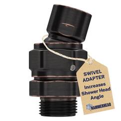 HammerHead Showers Massiver Metall-Duschkopf-Drehkugel-Adapter, ölgeriebene Bronze, verstellbare Schwenkkugel zum Einstellen des Duschkopfwinkels, Universalverbindungsgelenk für feste Handbrausen