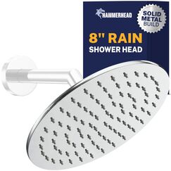 Alle Metall rund Regen Dusche Kopf mit 2,5 GPM Hohe Durchflussmenge Drenching Rainfall Spray und Messing Swivel-Ball, metall, chrome, 8 inch
