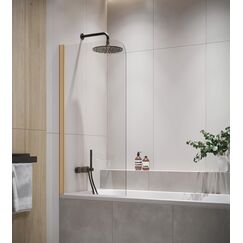 Badplaats Duschwand für Badewanne Torino 60 x 140 cm Gold - Drehbare Duschtrennwand mit 5 mm ESG Sicherheitsglas, Nano-Beschichtung